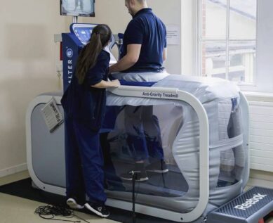 Anti-gravity treadmill in use