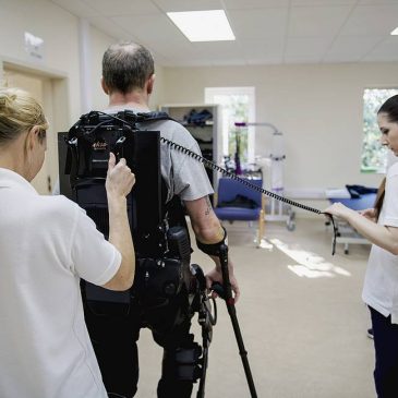 Walking assisted by robotic suit