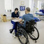 Personal care at adjustable table