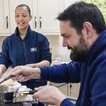 Occupational therapist and patient in kitchen