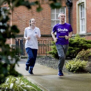 Recovering patient running in grounds