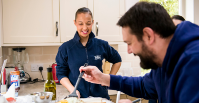 Occupational therapy in training kitchen