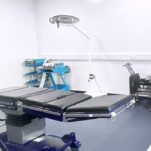 Surgical bed in hospital treatment room