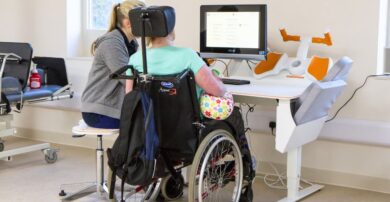 Wheelchair user taking part in Tyromotion therapy