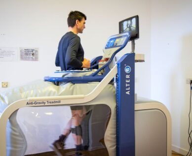 Patient using Alter-G anti gravity treadmill