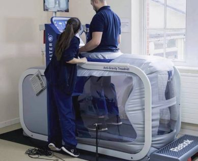 Anti-gravity treadmill in use