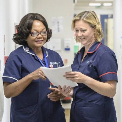 Senior nurses in discussion