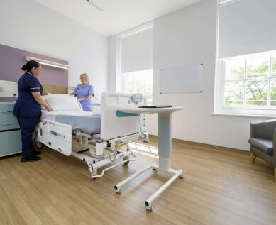 Nurses preparing private room