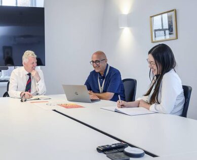 Discussion at boardroom table