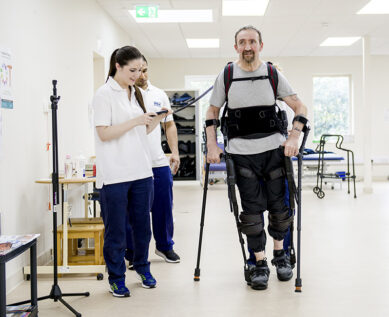 Patient using exoskeleton