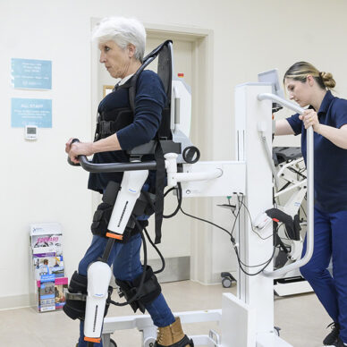 Patient using exoskeleton