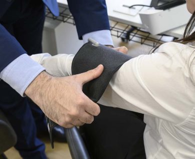 Blood pressure being taken by GP