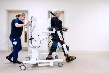 Patient using exoskeleton