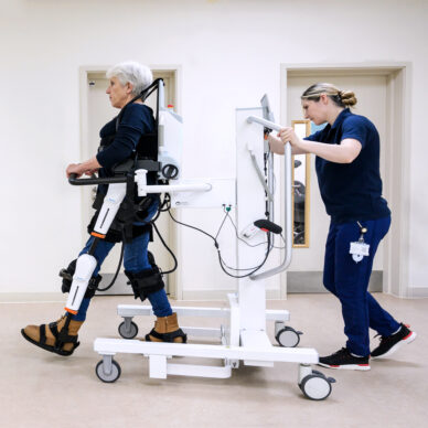 patient using exoskeleton