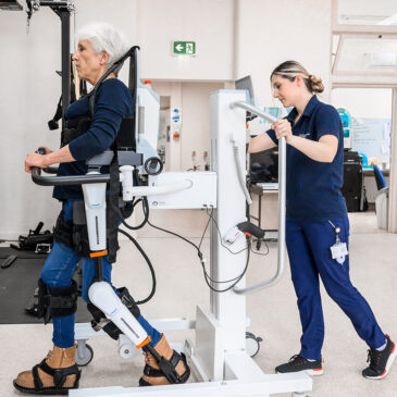 stroke patient using exoskeleton